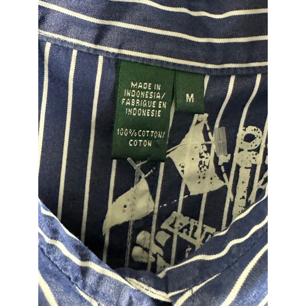 LAUREN JEANS Blue & White Striped Ruffle Button Down Shirt M - Picture 8 of 10